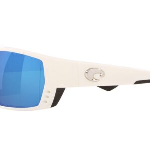 Costa Del Mar Mens Tuna Alley Rectangular Sunglasses, White/Grey Blue Mirrored Polarized-580G, 62 mm