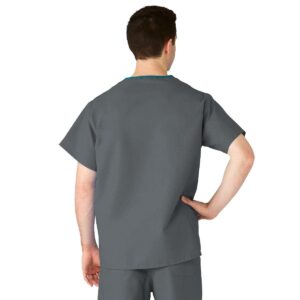 Medline AngelStat Unisex Reversible V-Neck Scrub Top, 2 Pockets, Charcoal, Size X-Large