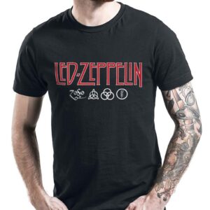 Officially Licensed Men's Led Zeppelin Logo and Symbols T-Shirt | Sizes S-XXL