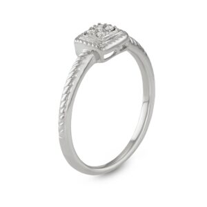 Hdiamonds 0.05 Carat Total Weight (cttw) Sterling Silver White Diamond Rope Design Ring (Size: 7)