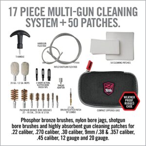 Real Avid Gun Boss Universal Cable 17-Piece Multi Caliber Gun Cleaning Kit for 12 & 20 gauge shotguns, .17 - .45 cal Hunting Rifles & Handguns Complete Gun Cleaning System w/ Compact Zippered Case