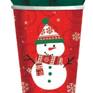 "Very Merry" Snowman Red Paper Cups, 9 Oz., 8 Ct.