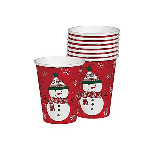 "Very Merry" Snowman Red Paper Cups, 9 Oz., 8 Ct.