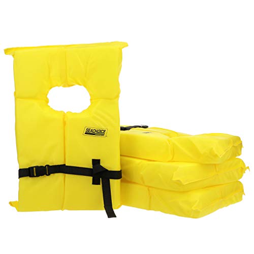 Seachoice Life Vest, Type II Personal Flotation Device, Yellow, Adult, 4-Pack w/ Bag