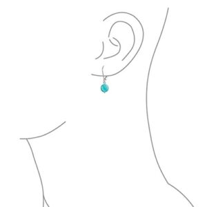 Simple Round Bead Stabilized Turquoise Lever back Ball Drop Earrings For Women .925 Sterling Silver December Birthstone