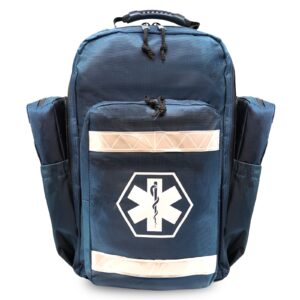 Dixie EMS Ultimate Pro Trauma O2 Backpack with Modular Pouch Design, Oxygen Gear Bag for First Responders and Medics – Navy Blue