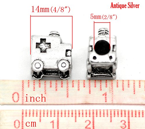 Ambulance Charm Bead Spacer For Snake Chain Charm Bracelet