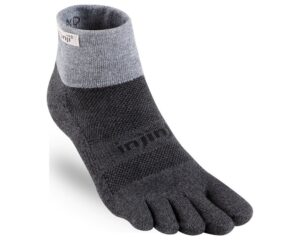 injinji 2.0 men's trail midweight mini crew toesocks, granite, large