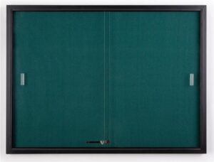 4 x 3 foot teal fabric tack board for wall mount use, locking sliding glass door, 48 x 36 inch enclosed bulletin board for indoor use - black aluminum with teal fabric