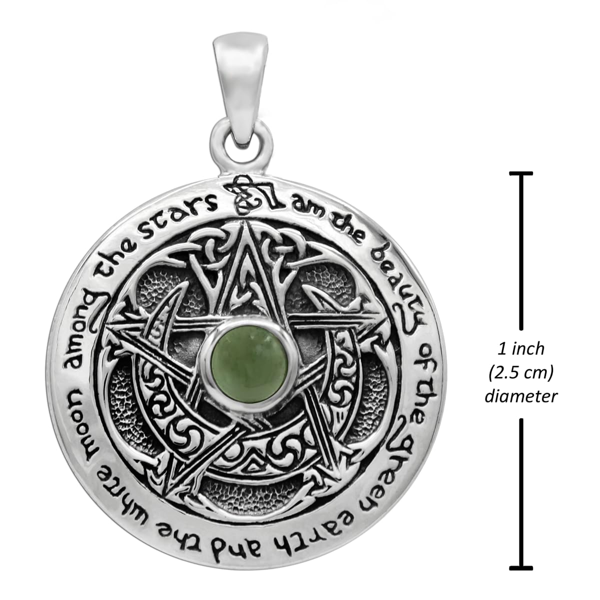 Dryad Design Wiccan Moon Pentacle Pendant - Sterling Silver Celtic Pagan Jewelry for Men & Women - Moldavite Pentagram