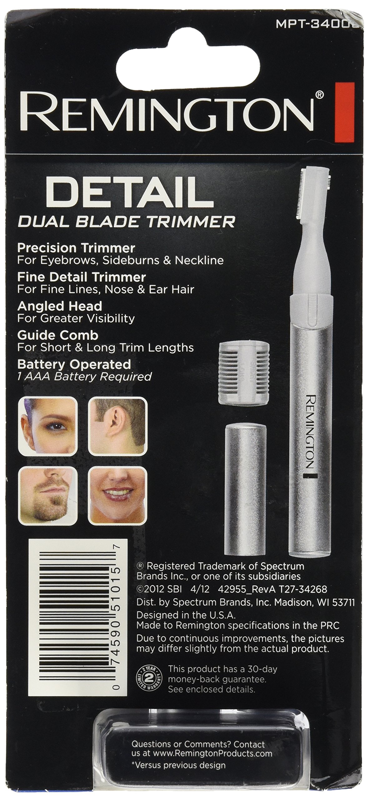 Remington Dual Blade Detail Trimmer Eyebrows Nose Ear Sideburns MPT-3400C