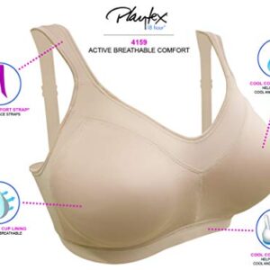 PLAYTEX Womens 18 Hour Wireless Seamless Full-coverage T-shirt With Smoothing Support, Us4159 Bras, Real Black, 38DD US