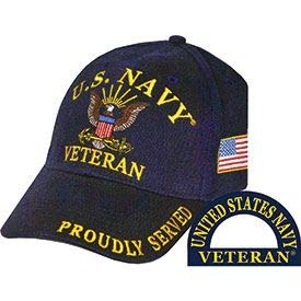 United States Navy Veteran Proudly Served Blue Hat Cap USN