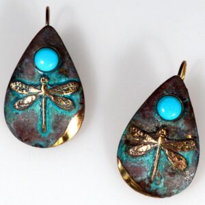 Dragonfly Teardrop Earring - Genuine Turquoise - USA Made