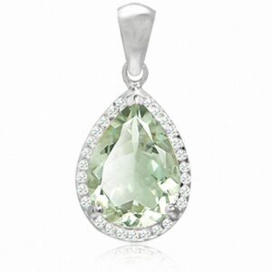 silvershake 10.49ct. huge natural green amethyst and white topaz 925 sterling silver teardrop pendant