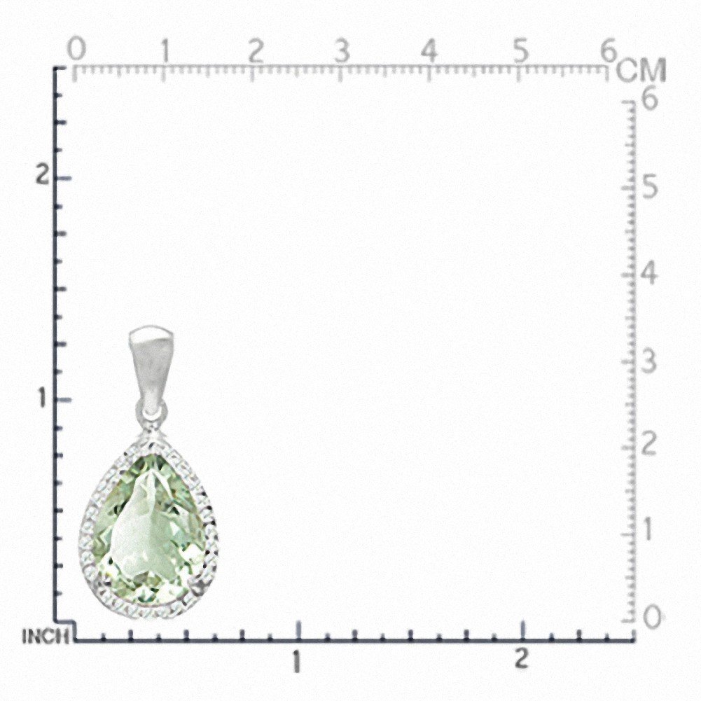 Silvershake 10.49ct. Huge Natural Green Amethyst and White Topaz 925 Sterling Silver Teardrop Pendant