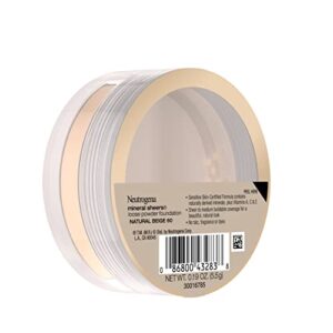 Neutrogena Mineral Sheers Lightweight Loose Powder Makeup Foundation with Vitamins A, C, & E, Sheer to Medium Buildable Coverage, Skin Tone Enhancer, Face Redness Reducer, Natural Beige 60,.19 oz