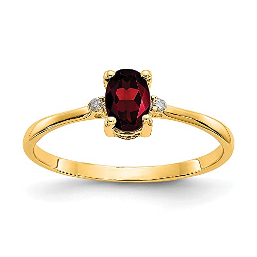 IceCarats 14K Yellow Gold Diamond Red Garnet Ring April January Birthstone Jewelry Size 6