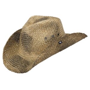 peter grimm drifter hats, woven straw hat unisex, cowboy & cowgirl (black, maverick)