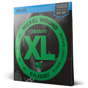 D'Addario EXL220BT 45-65 Gauge Nickel Wound Bass Guitar Strings, Balanced Tension Super Light