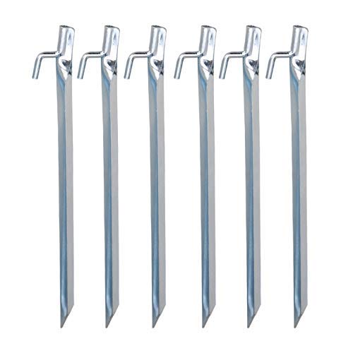 AceCamp Steel V Peg Tent Stakes, Camping Nail Spikes w/Hooks, Pitching Pop-Up Tent & Canopies, Heavy-Duty, No Slipping, Anchor, Hard to Bend. For Outdoor, Hiking, Tarp, Gardening