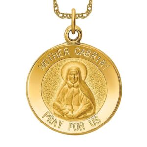 icecarats 14k yellow gold mother cabrini medal necklace charm pendant only