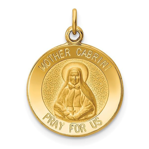 IceCarats 14K Yellow Gold Mother Cabrini Medal Necklace Charm Pendant Only