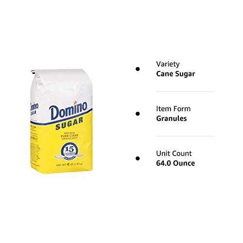 DOMINO GRANULATED PURE CANE WHITE SUGAR 4 LB BAG (Single)