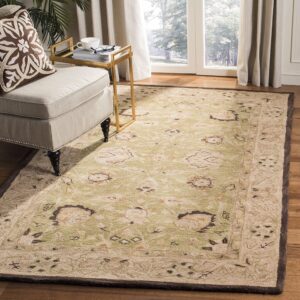 SAFAVIEH Anatolia Collection Accent Rug - 4' x 6', Sage & Beige, Handmade Traditional Oriental Wool, Ideal for High Traffic Areas in Entryway, Living Room, Bedroom (AN512C)