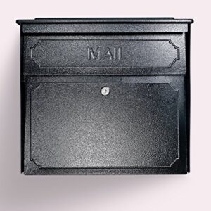 Mail Boss 7172 Townhouse Locking Security Wall Mount Mailbox, Black, Pack of 1