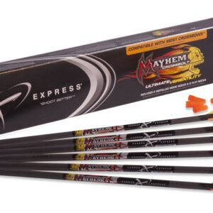 Carbon Express Mayhem 20-Inch Fletched Carbon Crossbolt/Crossbow Arrow with 3-Inch Vanes, 6-Pack, Moon