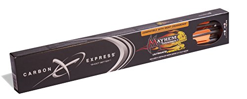 Carbon Express Mayhem 20-Inch Fletched Carbon Crossbolt/Crossbow Arrow with 3-Inch Vanes, 6-Pack, Moon