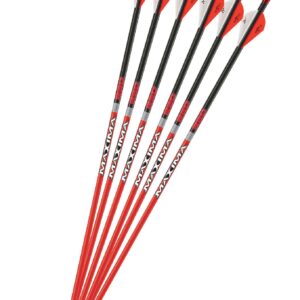 Carbon Express Maxima RED Fletched Carbon Arrows with Dynamic Spine Control and Blazer Vanes, 350 (.350 Spine), 6-Pack