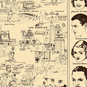 Antiguos Maps Hollywood California Starland Tourist Guide to the Movie Stars Homes circa 1937 | Vintage Wall Decor | Art Print Poster