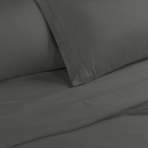 Superior Egyptian Cotton 4 Piece Sheet Set, Luxury 1500 Thread Count, Eco-Friendly, Sustainable Sheets, Ultra-Soft Basics, Solid, Deep Pocket Fitted Sheet, Flat Sheet, Pillowcases, Queen, Grey