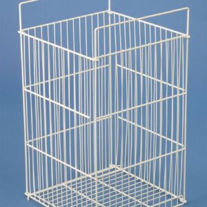 White Wire Display Bin with Height-Adjustable Bottom Shelf, 18 x 18 Dump Bin for Retail Use