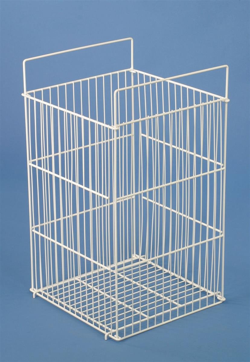 White Wire Display Bin with Height-Adjustable Bottom Shelf, 18 x 18 Dump Bin for Retail Use