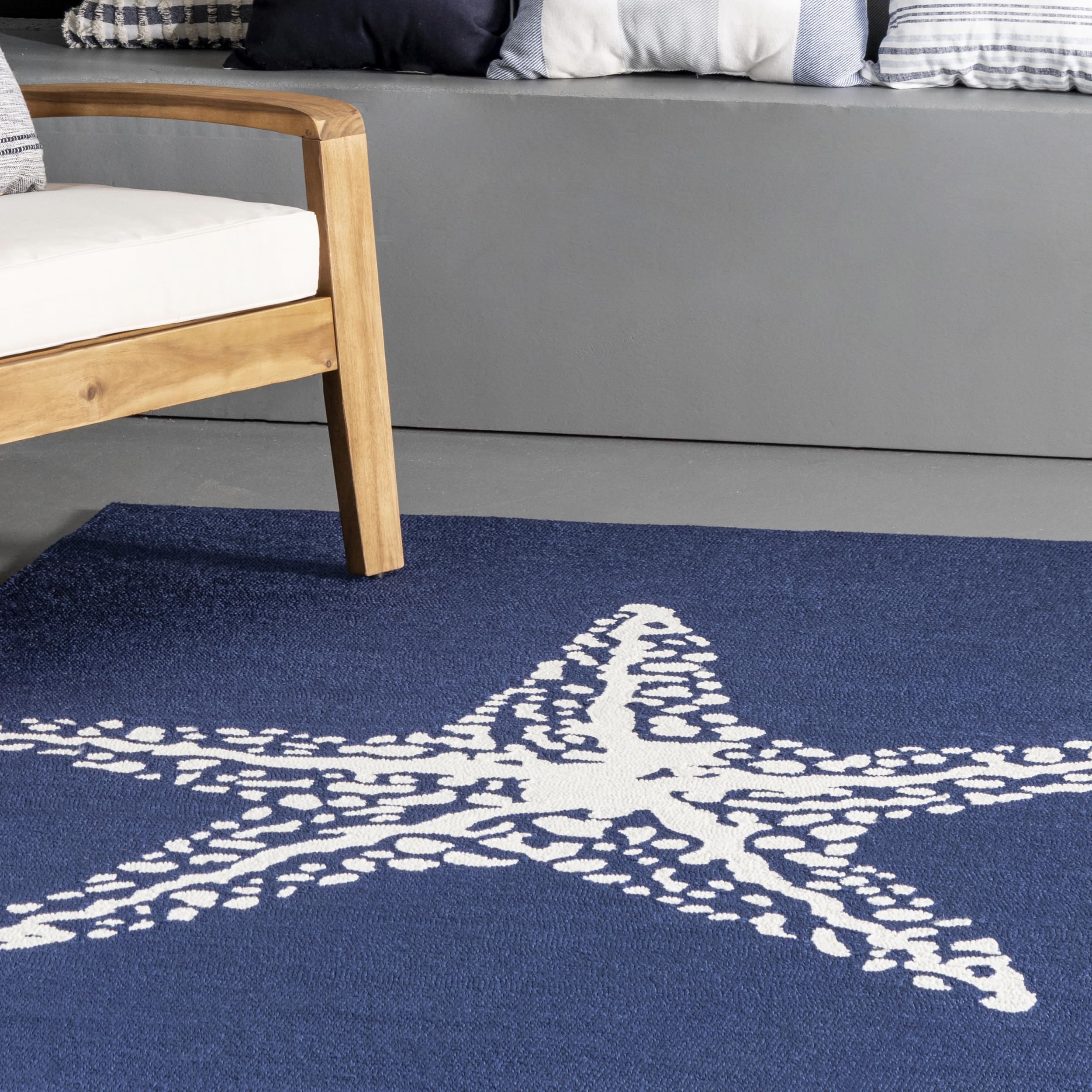 nuLOOM Hand Hooked Marine Indoor/ Outdoor Area Rug, 8x10, Navy