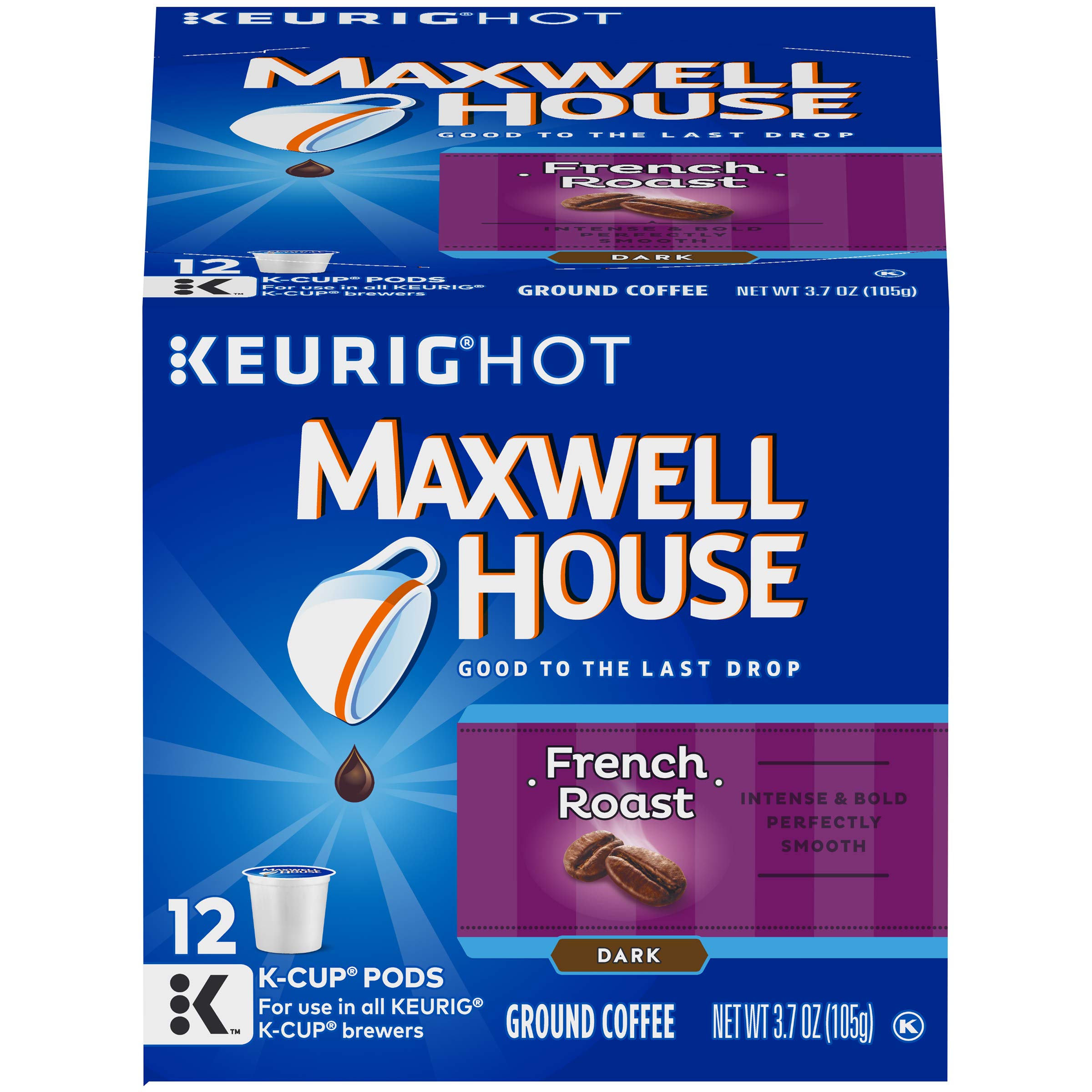 Maxwell House French Roast Coffee K-Cup Pods, 12 count (Pack of 1)