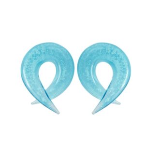 blue glass twisted ear tapers spiral taper plugs earrings 8mm - 0g glow in the dark twisted ear gauges plug hanging taper stretchers expander piercing jewelry