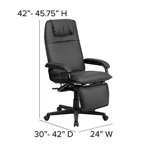 Flash Furniture Robert High Back Black LeatherSoft Executive Reclining Ergonomic Swivel Office Chair with Arms