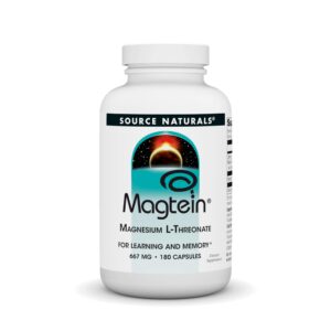 source naturals magtein magnesium l-threonate, 667mg, supports focus, mood, healthy memory, cognitive function - 180 capsules