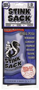 3pc stink sack smell proof storage bags - black - 7.5" x 7"