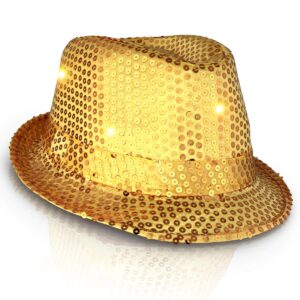 FlashingBlinkyLights Sequin Light Up LED Fedora Hat