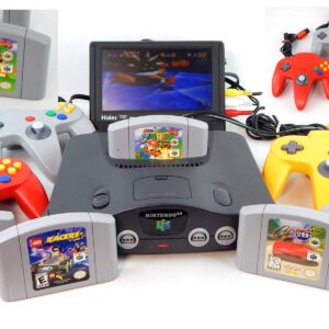 N64 System with Controller, Hookups, and Super Mario 64