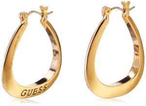 guess "basic" gold small oval logo hoop earrings