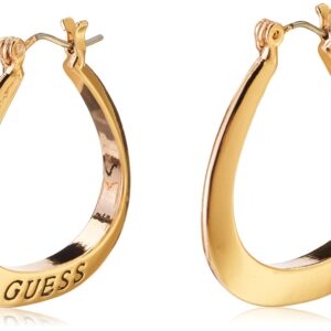 GUESS "Basic" Gold Small Oval Logo Hoop Earrings