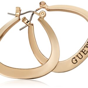 GUESS "Basic" Gold Small Oval Logo Hoop Earrings