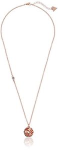 guess "basic" rose gold floral ball pendant necklace, 24" + 2" extender