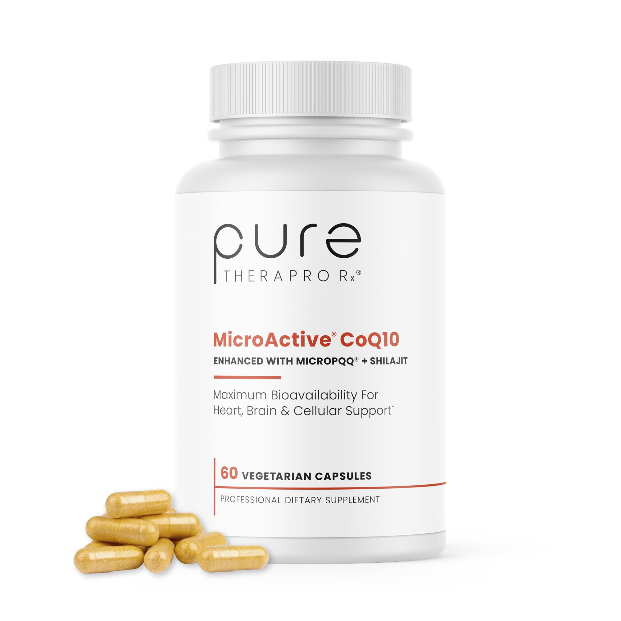 MicroActive CoQ10 Enhanced with MicroPQQ + Shilajit “Sustained Release” 60 Veg Caps | Convenient Once a Day Clinical Dose | 2 Month Supply | Vegan | Pharmaceutical Grade